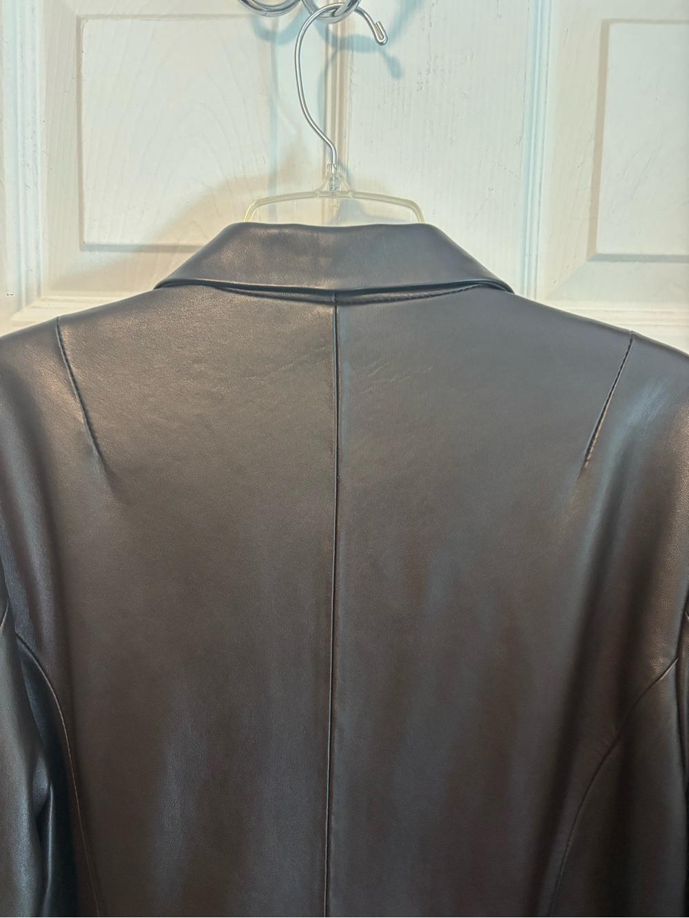 Dark Brown Denim & Co Leather Blazer Jacket - Large - Picture 6 of 12